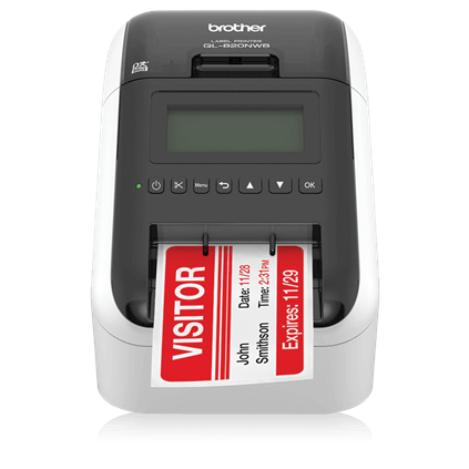 WiFi, Bluetooth 2.1, USB 2.0, pantalla LCD, cortador automático, impresión a negro y rojo Brother QL-820NWB Impresora de etiquetas 